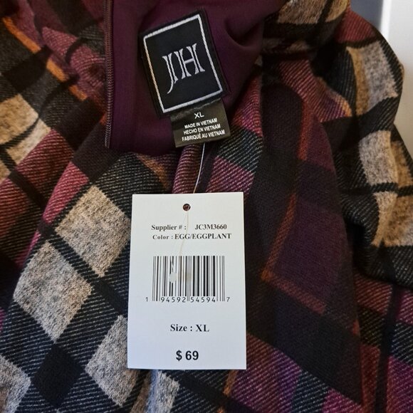 Jessica Howard Size XL 18 Long Sleeve Shift Dress  Purple / Eggplant Plaid - Picture 13 of 15